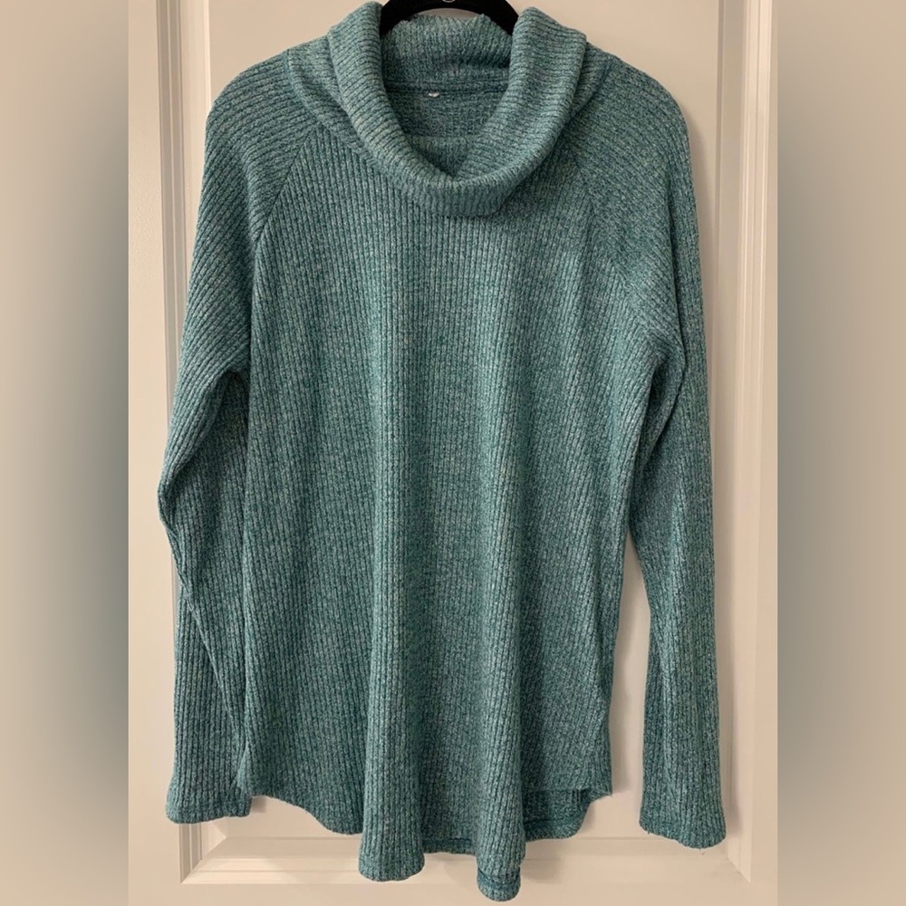 #163 - Sonoma Sz XL Pullover Long Sleeve Soft Cowlneck Sweater Mint Green Marled
